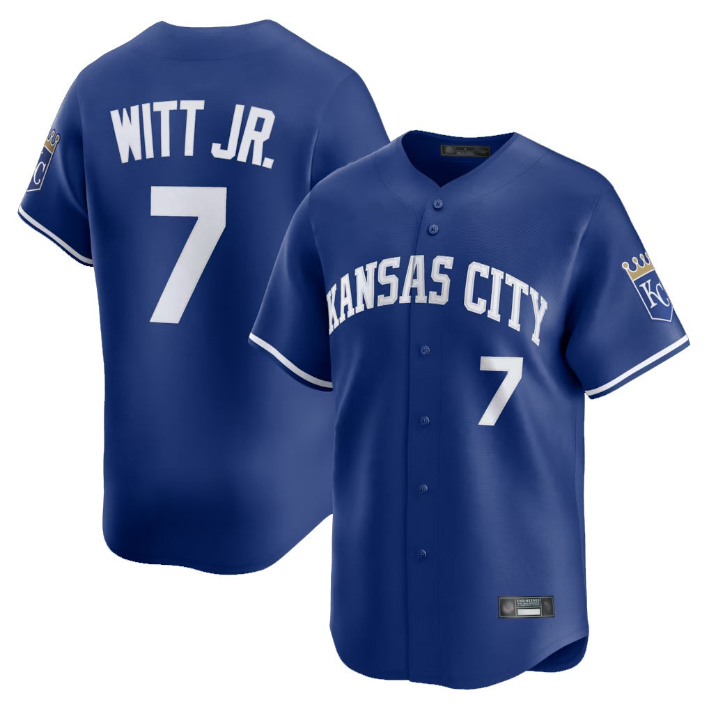 Kansas City Royals #7 Bobby Witt Jr. Player Royal AmberGomez Limited Home Stitched Jerseys