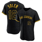 Los Angeles Angels #12 Jorge Soler Player Black AmberGomez Snake Skin City Limited Elite Home Stitched Jerseys
