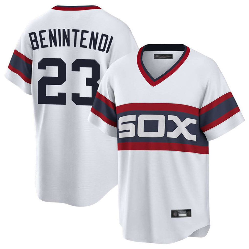 Chicago White Sox #23 Andrew Benintendi Player White AmberGomez T-shirt Home Game Stitched Jerseys