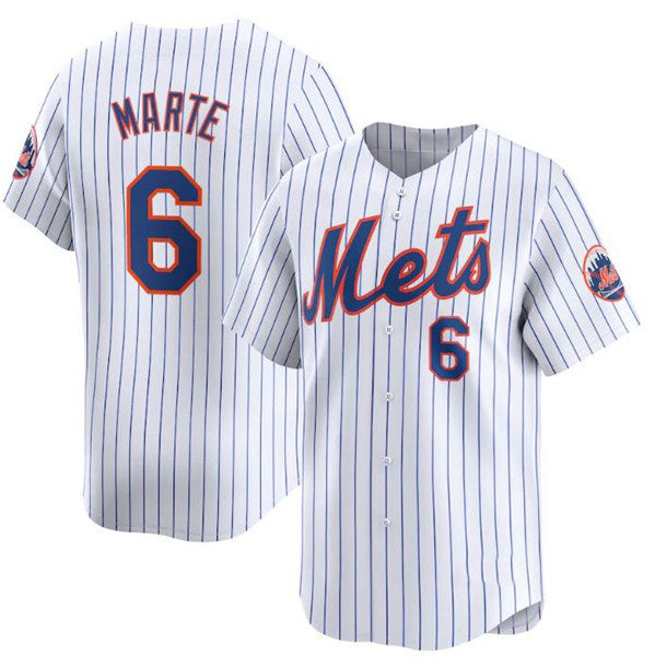 New York Mets #6 Starling Marte White AmberGomez 2024 Home Limited Stitched Jersey