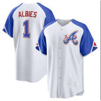 Atlanta Braves #1 Ozzie Albies White AmberGomez 2023 City Connect Cool Base Stitched Jersey