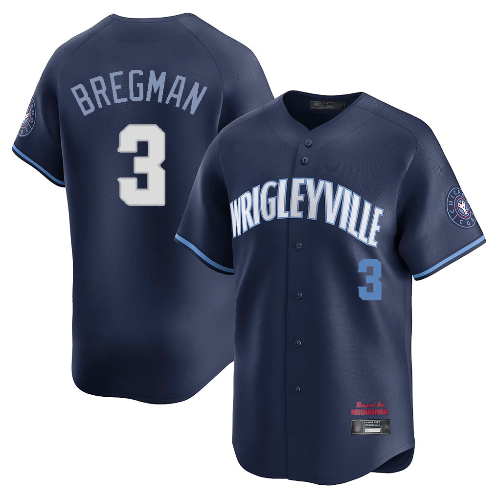 Chicago Cubs #3 Alex Bregman Player Navy AmberGomez City Connect Limited Home Stitched Jerseys