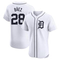 Detroit Tigers #28 Javier Baez Player White AmberGomez Limited Elite Home Stitched Jerseys