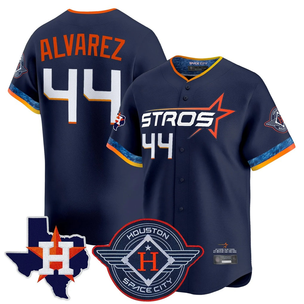 Houston Astros #44 Yordan Alvarez Player Navy AmberGomez City Connect Texas Patch Vapor Premier Limited Home Stitched Jerseys