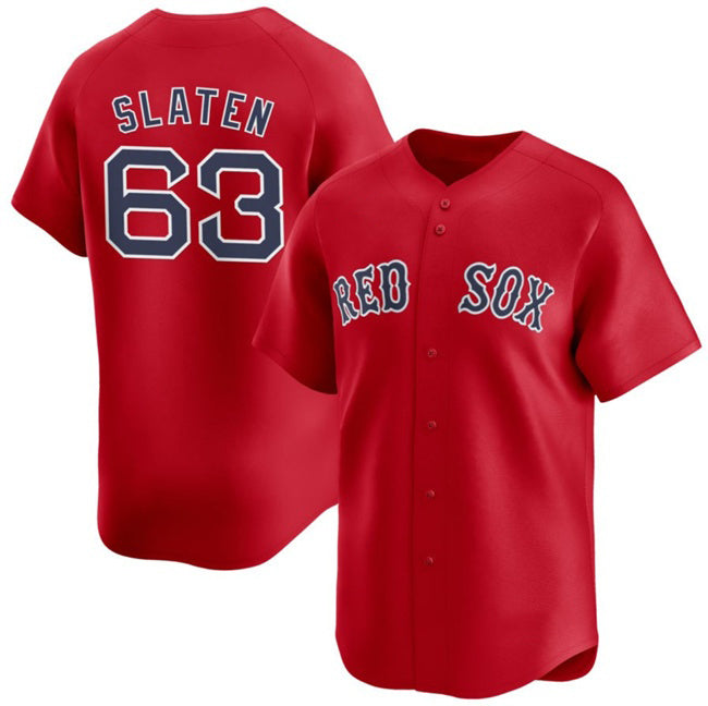 Boston Red Sox #63 Justin Slaten Red AmberGomez 2025 Alternate Limited Stitched Jersey