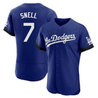 Los Angeles Dodgers #7 Blake Snell Player Royal AmberGomez City Connect Elite Home Stitched Jerseys