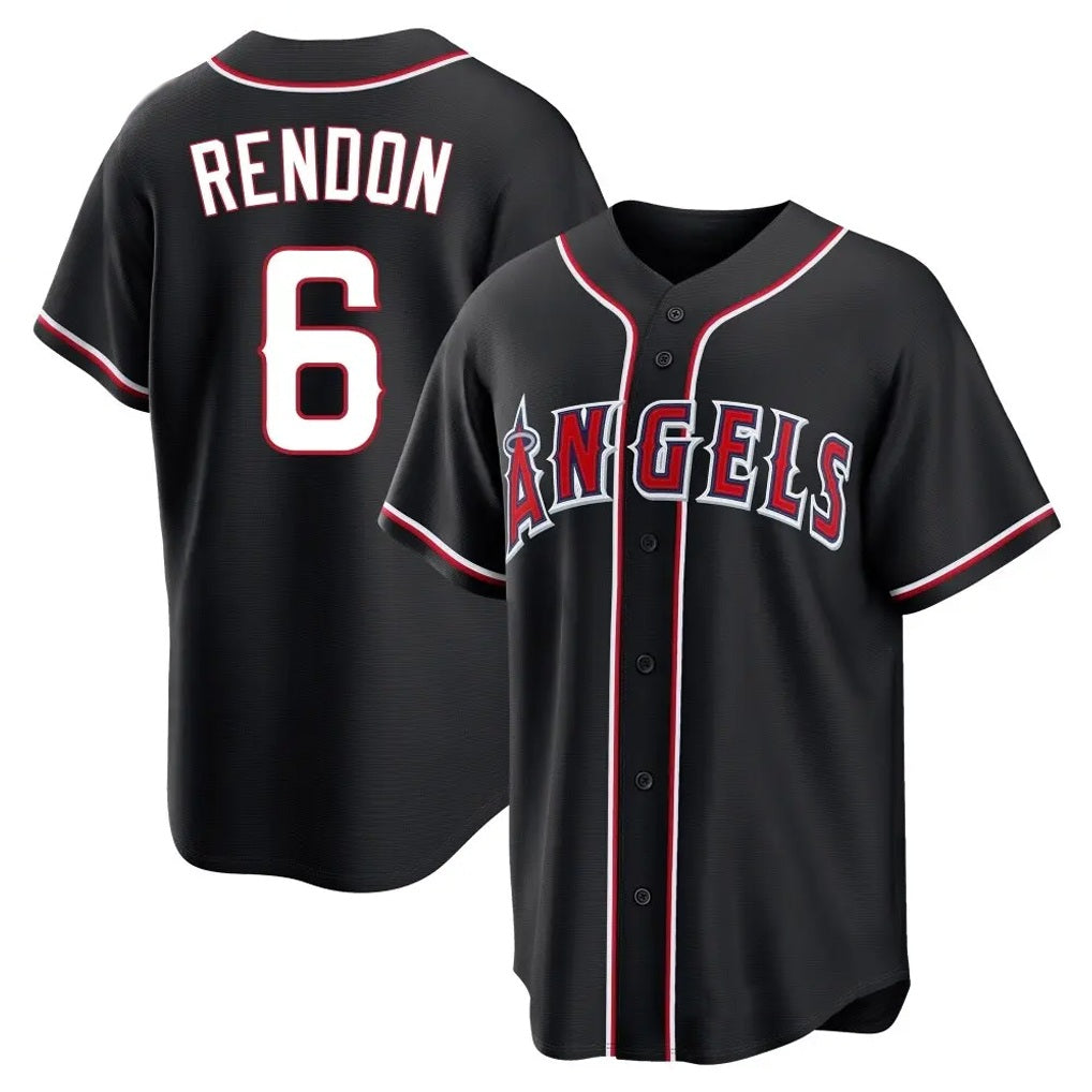 Los Angeles Angels #6 Anthony Rendon Player Black AmberGomez Fashion Out Home Game Stitched Jerseys