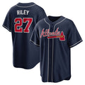 Atlanta Braves #27 Austin Riley Navy AmberGomez Alternate Replica Jersey
