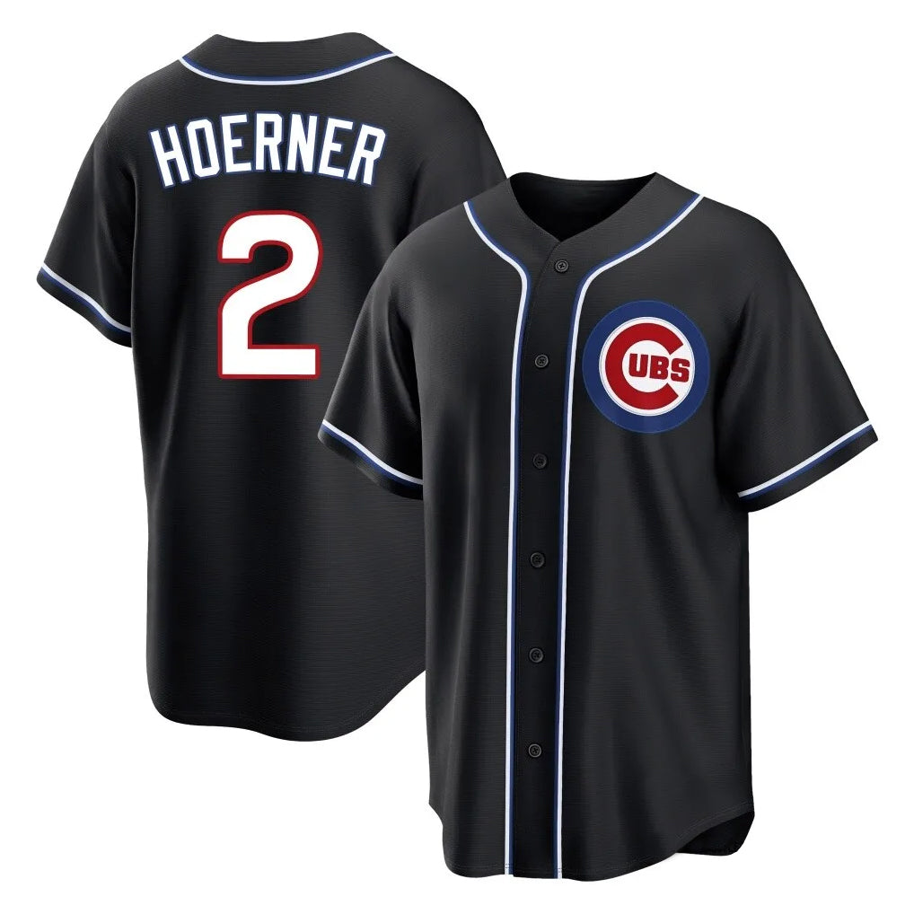 Chicago Cubs #2 Nico Hoerner Player Black AmberGomez Fashion Out Game Stitched Jerseys