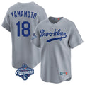 Los Angeles Dodgers #18 Yoshinobu Yamamoto Player Gray AmberGomez World Series Meet Game Limited Home Stitched Jerseys