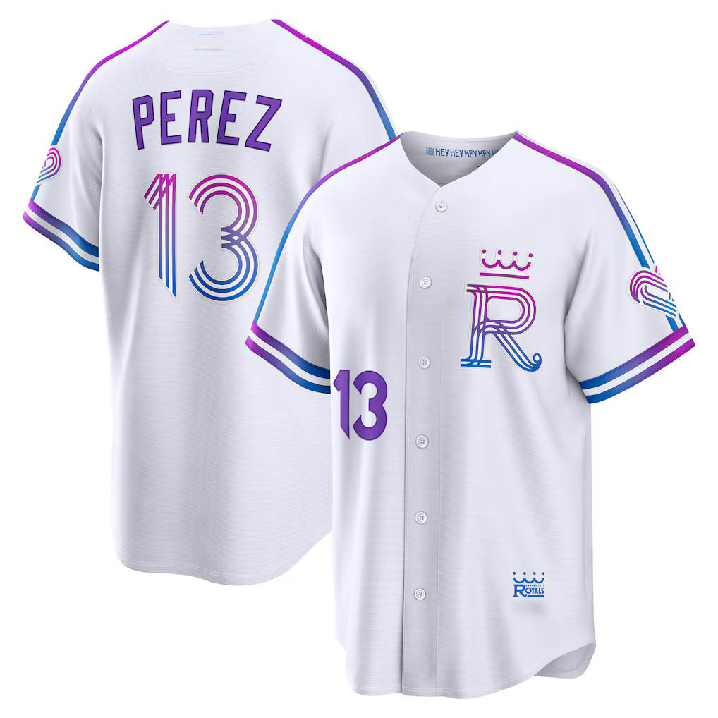 Kansas City Royals #13 Salvador Perez White AmberGomez 2026 City Connect Stadium Jersey