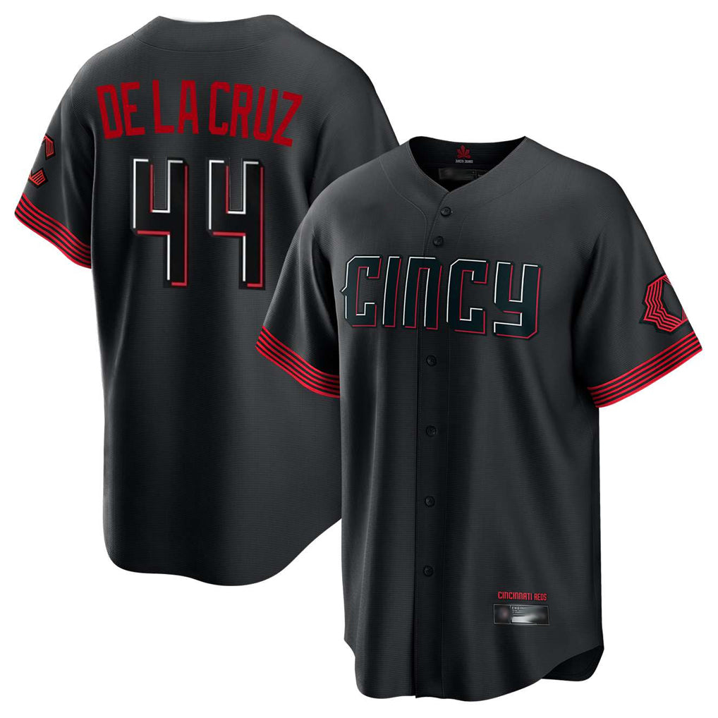 Cincinnati Reds #44 Elly De La Cruz Player Black AmberGomez City Connect Home Game Stitched Jerseys