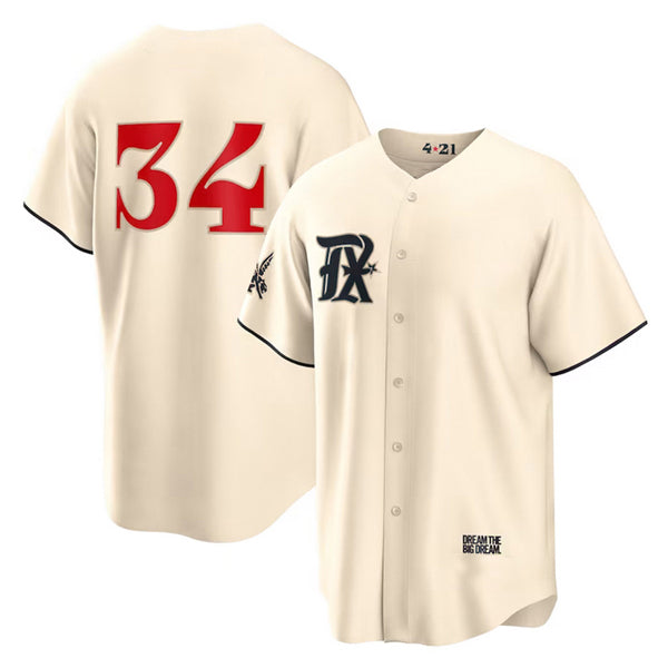 Texas Rangers #34 Nolan Ryan Cream AmberGomez 2023 City Connect Cool Base Stitched Jersey