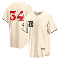 Texas Rangers #34 Nolan Ryan Cream AmberGomez 2023 City Connect Cool Base Stitched Jersey