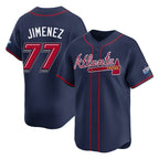 Atlanta Braves #77 Joe Jimenez Player Navy AmberGomez 2025 Speedway Classic Home Game Stitched Jerseys