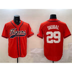 Detroit Tigers #29 Tarik Skubal Orange AmberGomez With Patch Cool Base Stitched Jersey 2