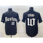 Boston Red Sox #10 Trevor Story Black AmberGomez Gothic Vapor Limited Stitched Jersey