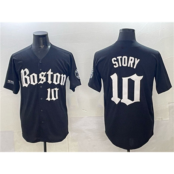 Boston Red Sox #10 Trevor Story Black AmberGomez Gothic Vapor Limited Stitched Jersey