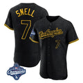 Los Angeles Dodgers #7 Blake Snell Player Black AmberGomez Snake Skin City Limited Elite World Series Meet Home Stitched Jerseys