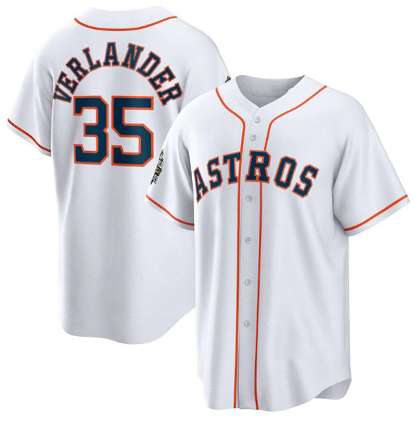 Houston Astros #35 Justin Verlander White AmberGomez 2022 World Series Home Stitched Jersey