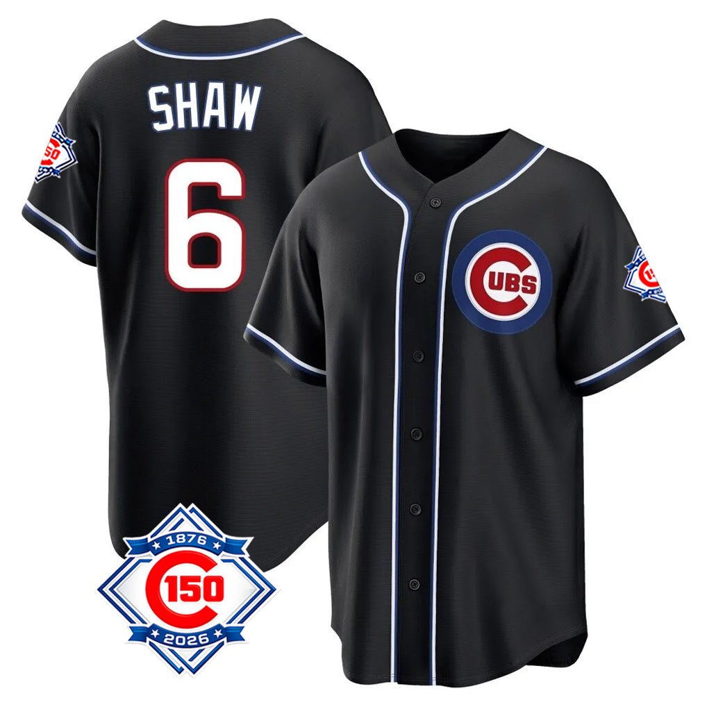 Chicago Cubs #6 Matt Shaw Player Black AmberGomez Fashion Out 150th Anniversary Game Stitched Jerseys