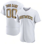 Custom Milwaukee Brewers Active Player White AmberGomez 2022 All-Star Flex Base Stitched Jersey 2