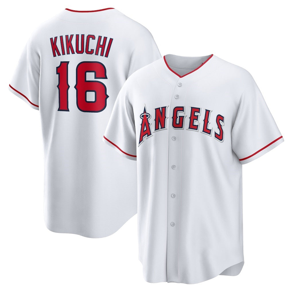 Los Angeles Angels #16 Yusei Kikuchi White AmberGomez Home Replica Jersey