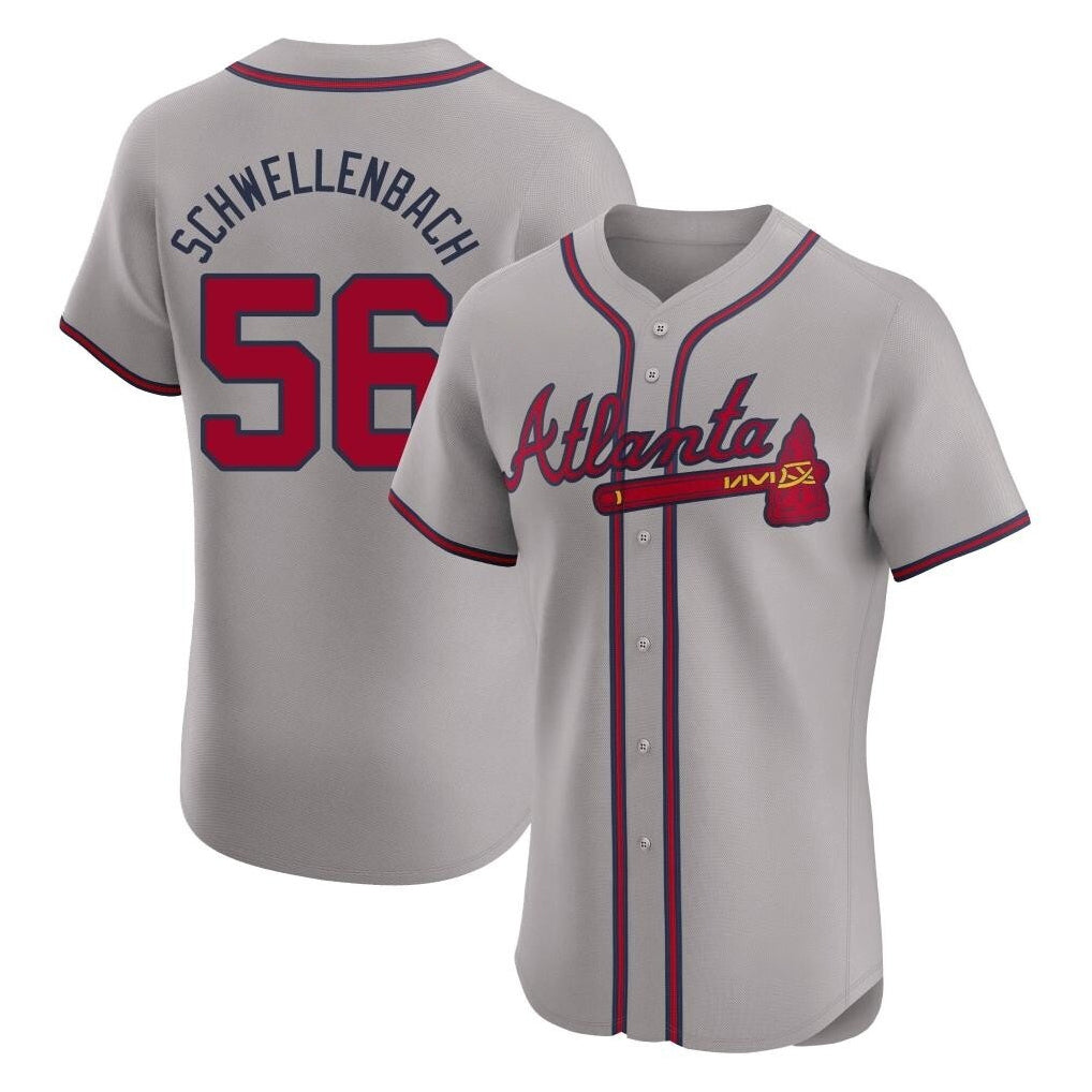 Atlanta Braves #56 Spencer Schwellenbach Player Gray AmberGomez Limited Elite Home Game Stitched Jerseys