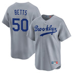 Los Angeles Dodgers #50 Mookie Betts Player Gray AmberGomez Game Limited Home Stitched Jerseys
