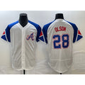Atlanta Braves #28 Matt Olson White AmberGomez 2023 City Connect Flex Base Stitched Jersey