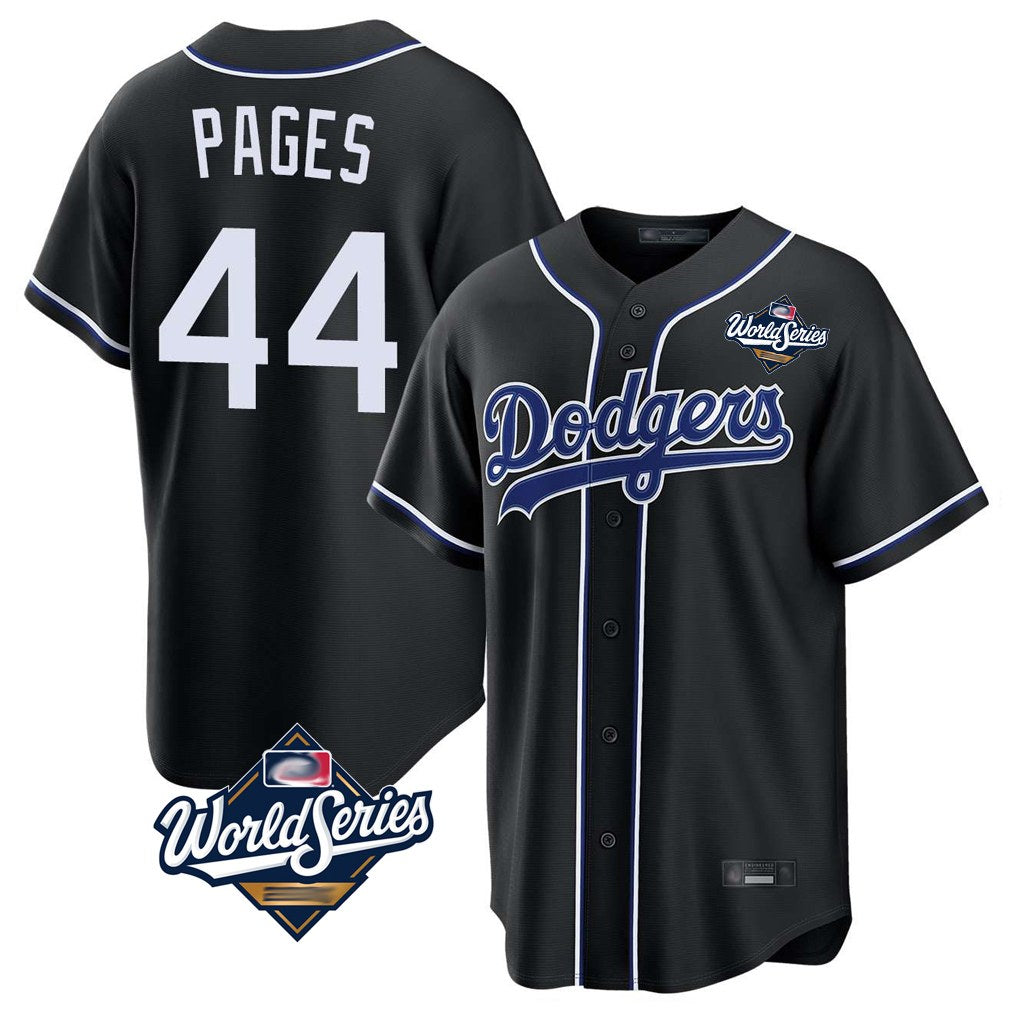 Los Angeles Dodgers #44 Andy Pages Player Black AmberGomez World Series Carbon Limited Home Stitched Jerseys