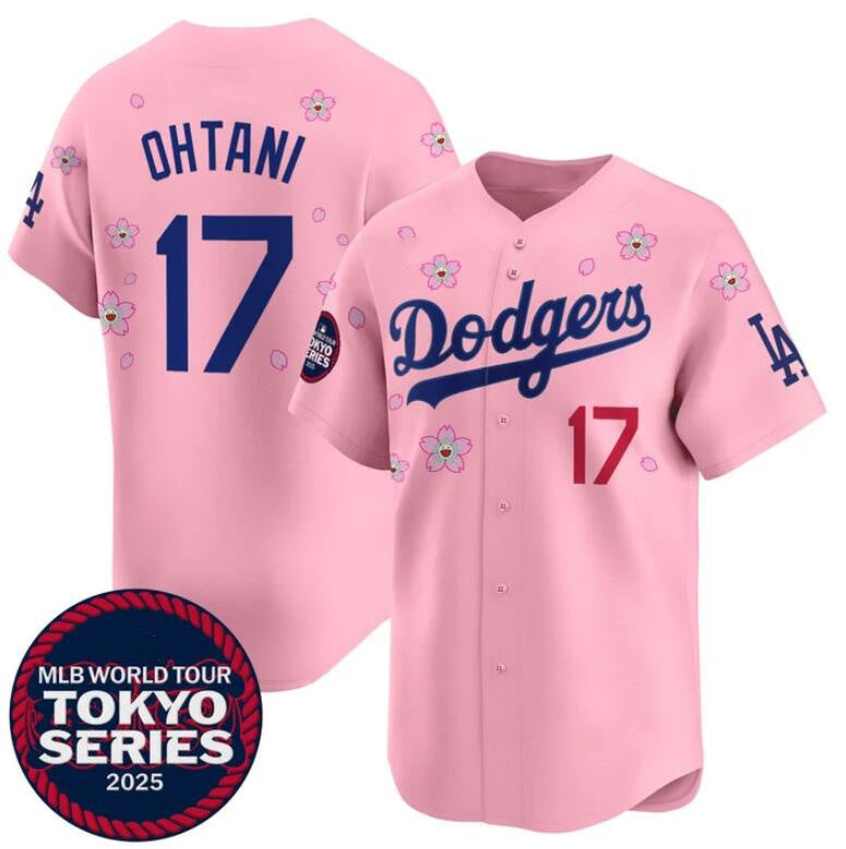Los Angeles Dodgers #17 Shohei Ohtani Pink AmberGomez 2025 Tokyo Series Limited Stitched Jersey