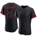 Cincinnati Reds #21 Hunter Greene Player Black AmberGomez City Connect Limited Elite Home Stitched Jerseys