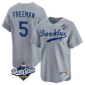 Los Angeles Dodgers #5 Freddie Freeman Player Gray AmberGomez World Series Game Limited Home Stitched Jerseys