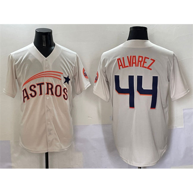 Houston Astros #44 Yordan Alvarez Cream AmberGomez Throwback Cooperstown Collection Limited Stitched Jersey