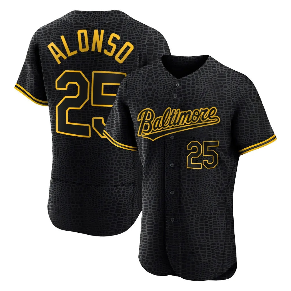 Baltimore Orioles #25 Pete Alonso Player Black AmberGomez Snake Skin City Limited Elite Home Stitched Jerseys