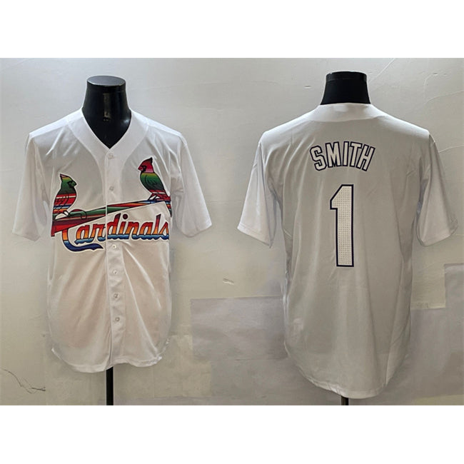St. Louis Cardinals #1 Ozzie Smith White AmberGomez Cool Base Stitched Jersey