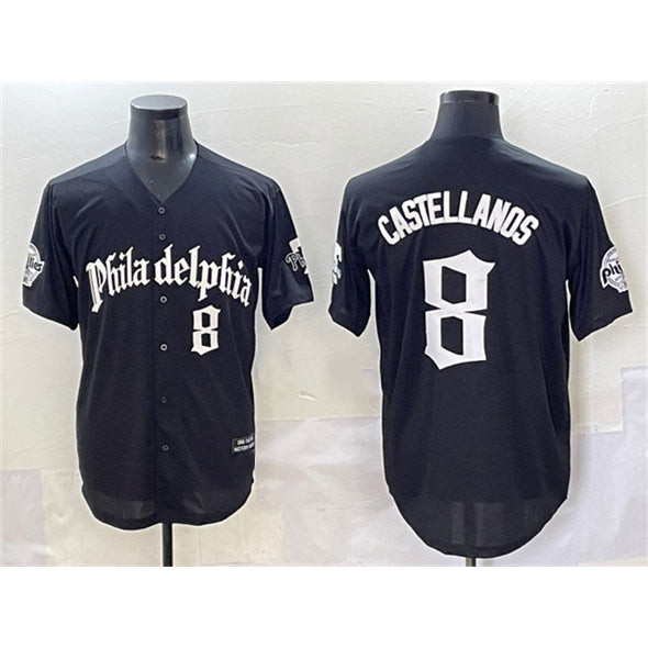 Philadelphia Phillies #8 Nick Castellanos Green AmberGomez With Patch Stitched Cool Base Jersey