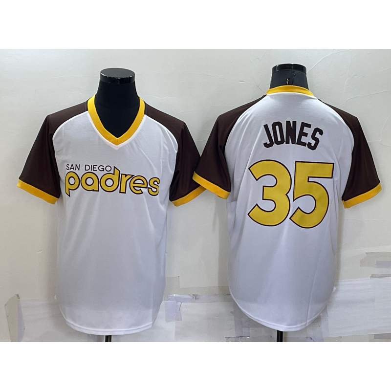 San Diego Padres #35 Randy Jones White AmberGomez Stitched Cooperstown Cool Base Jersey