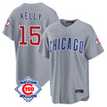 Chicago Cubs #15 Carson Kelly Player Gray AmberGomez 150th Anniversary Home Game Stitched Jerseys