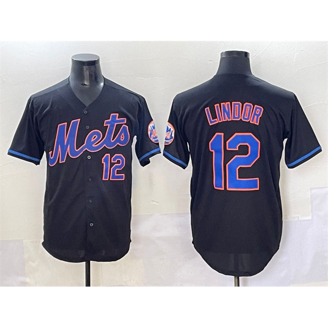 New York Mets #12 Francisco Lindor Black AmberGomez Alternate Limited Stitched Jersey