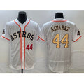 Houston Astros #44 Yordan Alvarez Number 2023 White Gold AmberGomez World Serise Champions Patch Flex Base Stitched Jersey