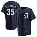 Detroit Tigers #35 Justin Verlander Player Navy AmberGomez Game Home Stitched Jerseys