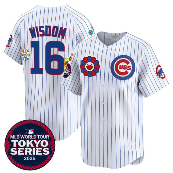 Chicago Cubs #16 Patrick Wisdom White AmberGomez 2025 Tokyo Series Limited Stitched Jersey