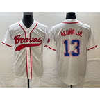 Atlanta Braves #13 Ronald Acuna Jr White AmberGomez Cool Base With Patch Stitched Jersey