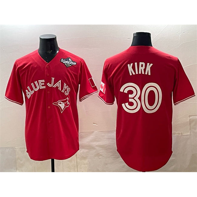 Toronto Blue Jays #30 Alejandro Kirk Red AmberGomez 2025 World Series Cool Base Stitched Jersey