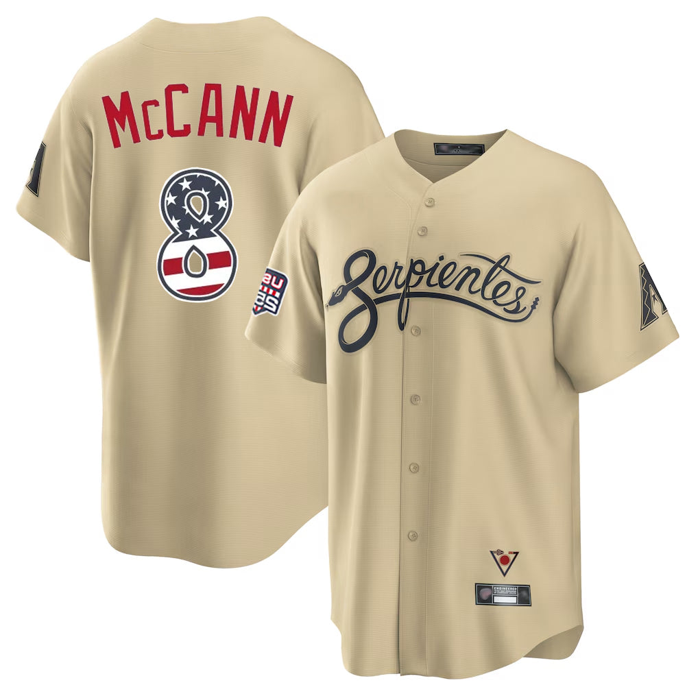Arizona Diamondbacks #8 James McCann Player Tan AmberGomez USA 250 Fourth of July Home Game Stitched Jerseys