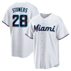 Miami Marlins #28 Kyle Stowers White AmberGomez Home Replica Jersey