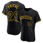 Cincinnati Reds #29 TJ Friedl Player Black AmberGomez Snake Skin City Limited Elite Home Stitched Jerseys