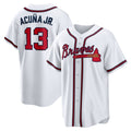 Atlanta Braves #13 Ronald Acuna Jr. White AmberGomez Home Replica Player Name Jersey